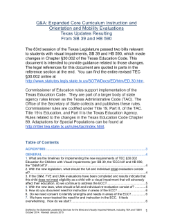 Expanded Core Curriculum Instruction and Orientation and Mobility