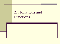 2.1 Relations and Functions