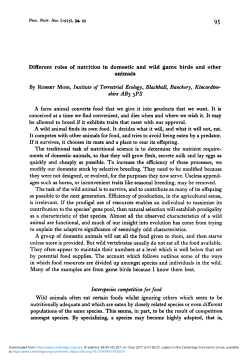 Different roles of nutrition in domestic and wild game birds and other
