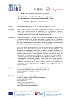 SET Plan 2016 - Central European Energy Conference X Energy