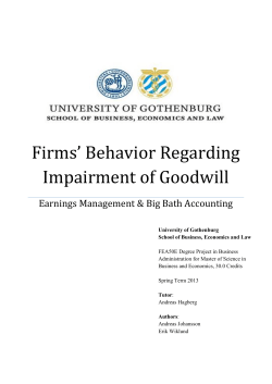 Firms` Behavior Regarding Impairment of Goodwill