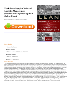 Epub Lean Supply Chain and Logistics Management