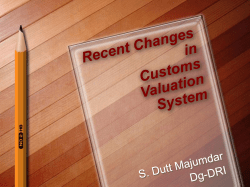 Recent Changes in Customs Valuation System
