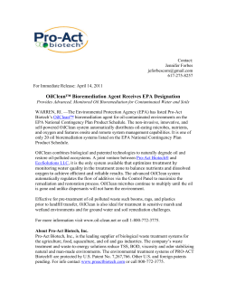 OilClean&trade; Bioremediation Agent Receives EPA Designation