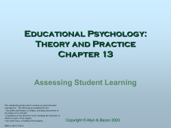 Educational Psychology: Theory and Practice Chapter 13