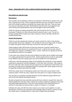 hhua &ndash; engaging with the clubs/players/coaches and club umpires