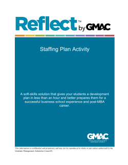 1 Table of Contents Staffing Plan-Activity Summary How to Use this