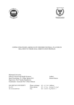 COPING STRATEGIES AMONG ELITE SWEDISH