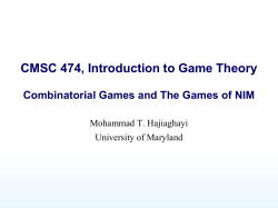 CMSC 474, Introduction to Game Theory 1. Introduction