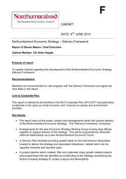 9 JUNE 2015 Northumberland Economic Strategy &ndash; Delivery