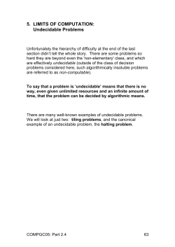 5. LIMITS OF COMPUTATION: Undecidable Problems