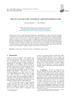THE GIVE AND TAKE GAME: ANALYSIS OF A RESOURCE