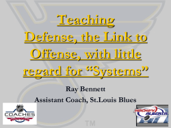 Teaching Defense, the Link to Offense, with little