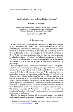Random Preferences and Equilibrium Analysis* It