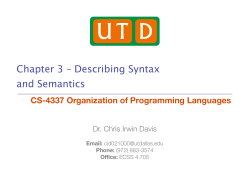 Chapter 3 &ndash; Describing Syntax and Semantics