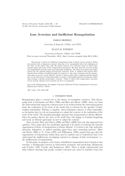 Loss Aversion and Inefficient Renegotiation