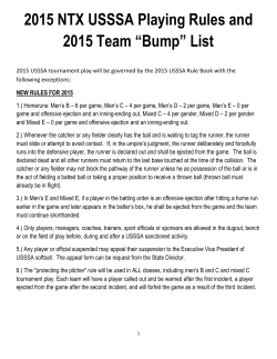 2015 NTX USSSA Playing Rules and 2015 Team &ldquo;Bump&rdquo; List