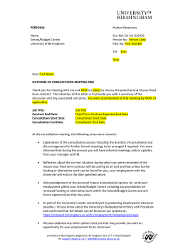 Outcome of Consultation Meeting One Letter