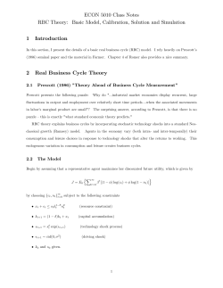 ECON 5010 Class Notes RBC Theory: Basic Model, Calibration