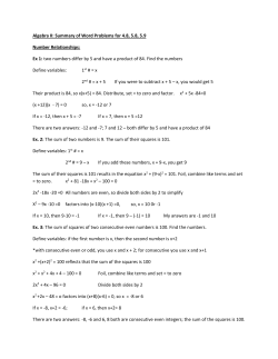 Algebra II: Summary of Word Problems for 4.8, 5.8, 5.9 Number