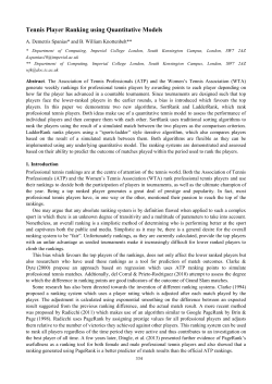 Tennis Player Ranking using Quantitative Models