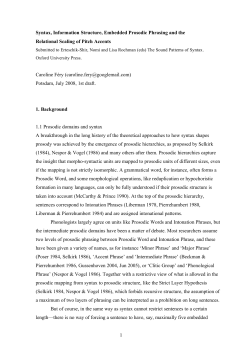 1 Syntax, Information Structure, Embedded Prosodic Phrasing and