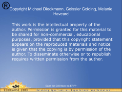 Does the CIO need an ERP? - University of West Florida