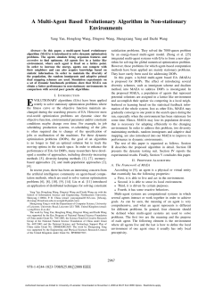 A Multi-Agent Based Evolutionary Algorithm in Non