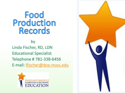 Food Production Records for School Nutrition Professionals