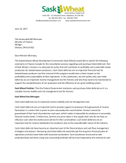 June 19, 2017 The Honourable Bill Morneau Minister of Finance 90