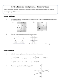 Review Problems for Algebra 2A - Trimester Exam