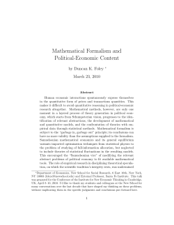 Mathematical Formalism and Political