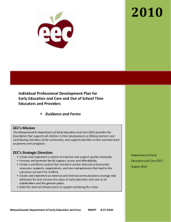 Individual Professional Development Plan for Early Education and