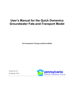 User*s Manual for the Quick Domenico Groundwater Fate