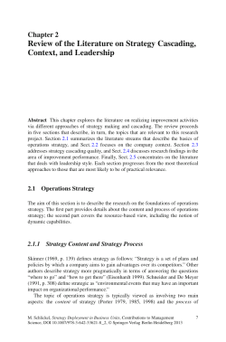 Review of the Literature on Strategy Cascading, Context
