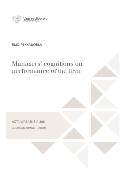 Managers` cognitions on performance of the firm
