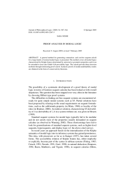 PROOF ANALYSIS IN MODAL LOGIC The possibility of a systematic