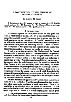 A CONTRIBUTION TO THE THEORY OF ECONOMIC GROWTH All