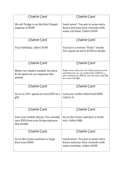 LO3 Foundation Numeracy Money and Time The Car Game Chance