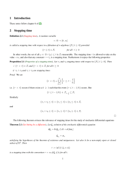 1 Introduction 2 Stopping time
