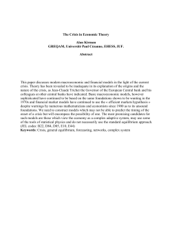 Crisis in Economic Theory - Paris School of Economics