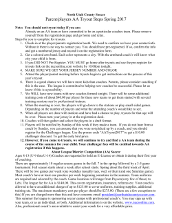 Parent/players AA Tryout Steps Spring 2017