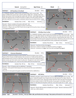 Age Group U6 Week Activity 1 10 Touches x 2 to Goal Variations