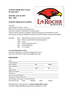 La Roche College Men`s Soccer ID Camp 2017 Saturday, June 24