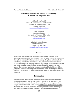 Extending Self-Efficacy Theory to Leadership: A Review and