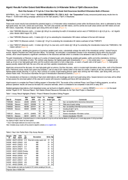 Algold: Results Further Extend Gold Mineralization to 3.4 Kilometer