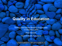 Quality in Education - Jyv&auml;skyl&auml;n yliopisto