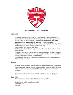 RECREATIONAL SOCCER RULES Equipment: • All Players must