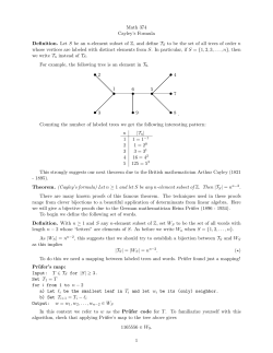 Math 374 Cayley`s Formula Definition. Let S be an n