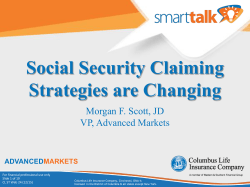 ADVANCEDMARKETS Social Security Claiming Strategies are